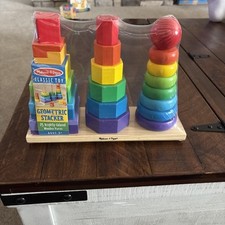 Melissa  Doug Geometric Stacker Wooden Educational Classic Toy NEW