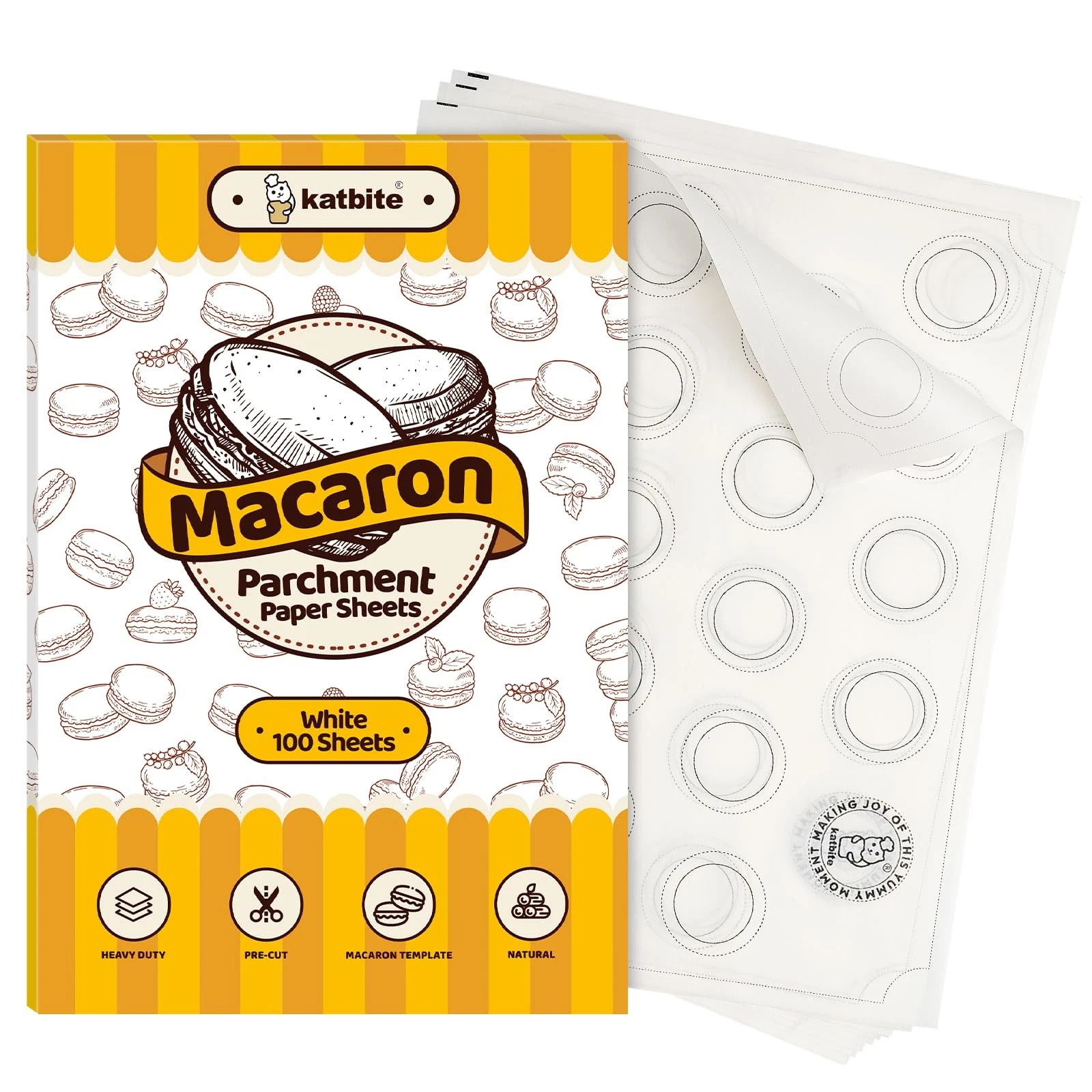100 Macaron Parchment Sheets Template Baking, Cookie Parchment, Printed Circl...