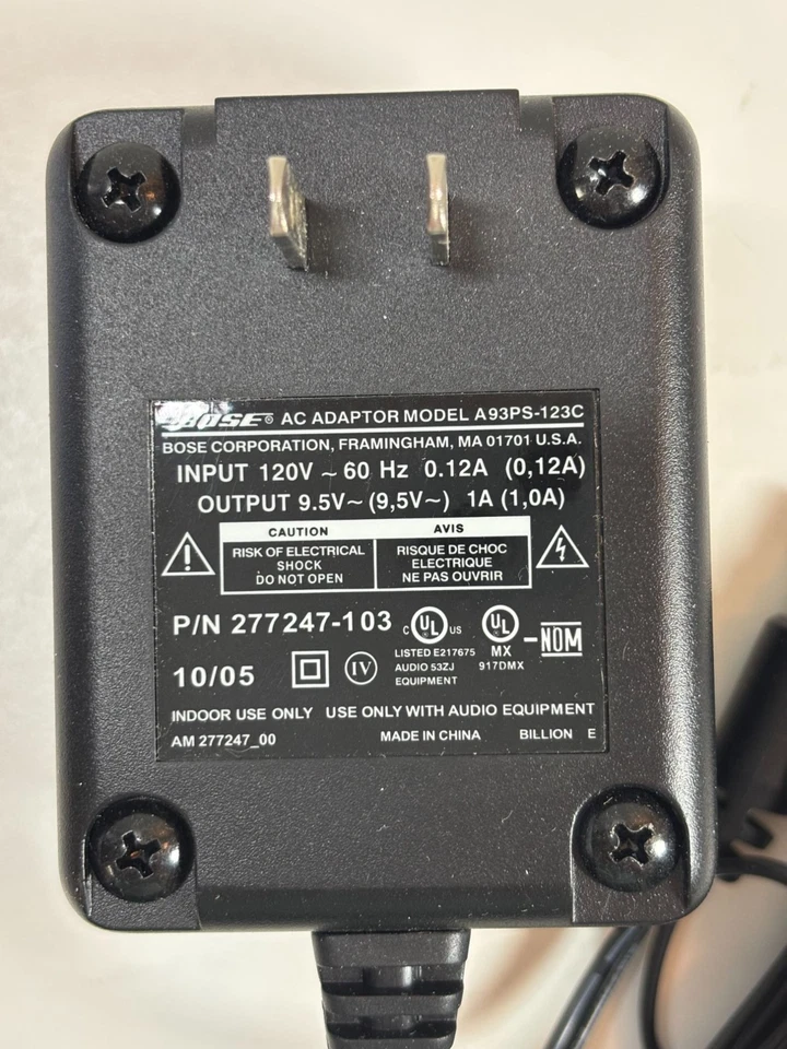 Bose AC Adapter Model 63PS-123C 9.5V Output Input 120V 277247-103 Power Supply - Image 2 of 4