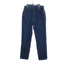 Vintage 80s Lee Rider women's straight leg dark indigo wash jeans rigid cotton