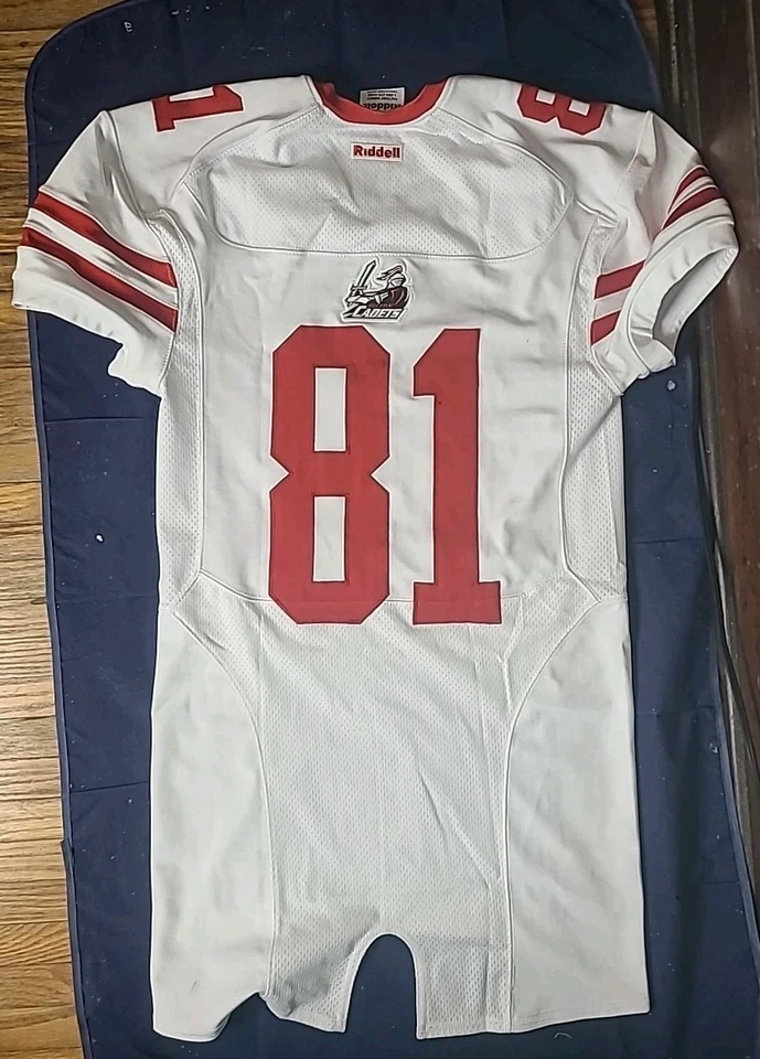 Camiseta de fútbol vintage Riddell Hilton High School #81 Cadetes para hombre talla grande L Foto 2 de 4