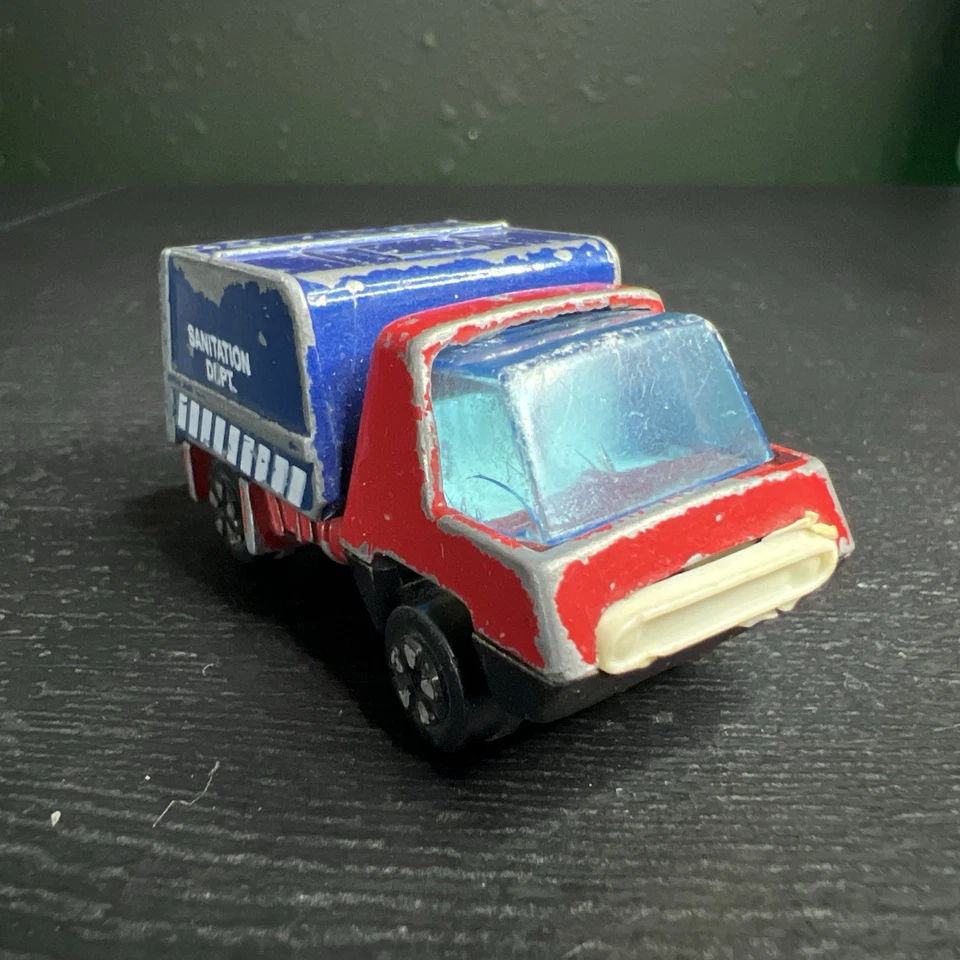 Vintage Playart Garbage Truck Die Cast Sanitation Dept. Blue Hong Kong 2.5” - Image 2 of 4