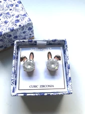 NOS ADORABLE CUBIC ZIRCONIA BELLA-JACK RABBIT HEADS PIERCED EARRINGS