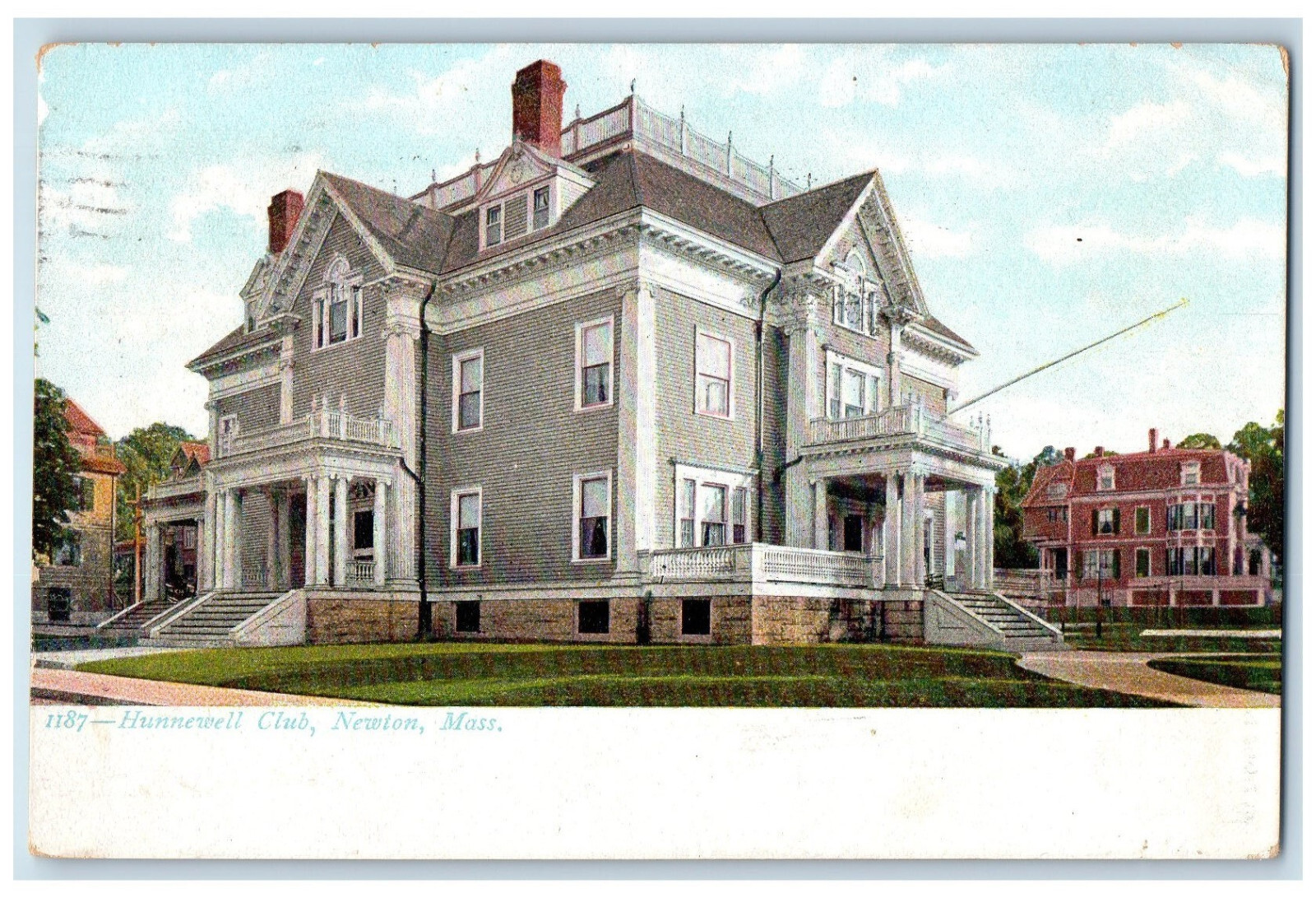 1919 Hunnewell Club Building Newton Massachusetts MA Posted Antique