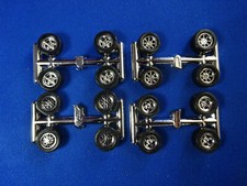 4 NEW SETS OF HO ROAD RACE REPLICAS CHROME WHEELS AND TIRES AURORA T-JET DASH