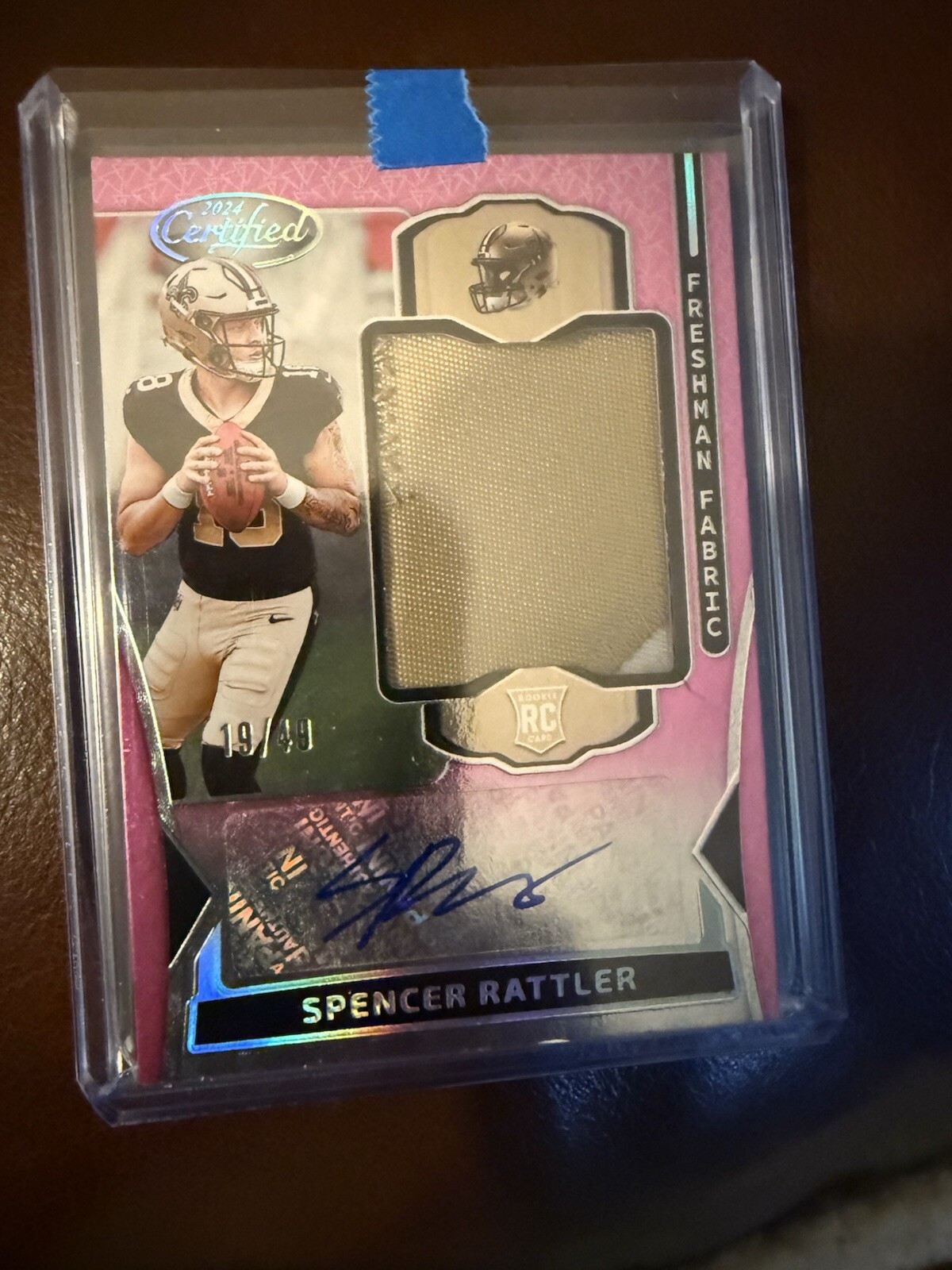 Spencer Rattler 2024 Certified Pink Freshman Fabric Rookie Patch Auto 19/49