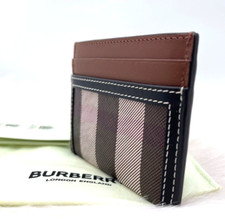 AUTH NWT Burberry Vintage Sandon Check Coated Canvas Leather Business Card Case