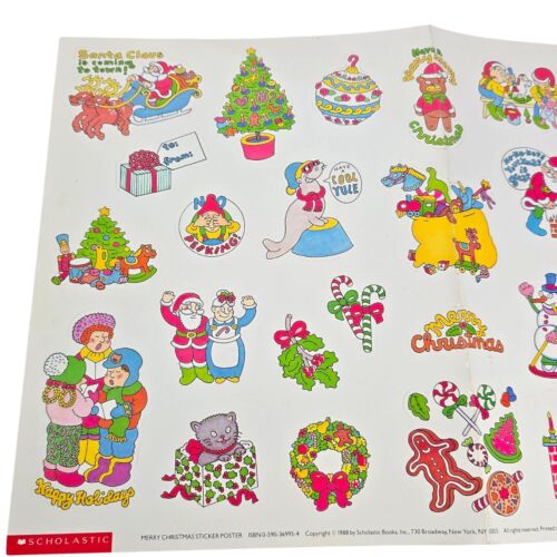 1988 Scholastic Merry Christmas Sticker Sheet Holly Kowitt Holiday Stickers VTG - Picture 2 of 11