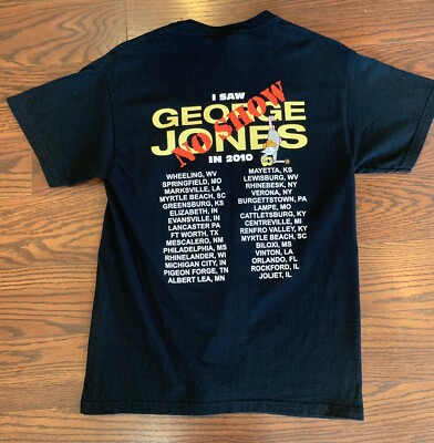George Jones I Saw No Show in 2010 Country Tour Black T Shirt Size