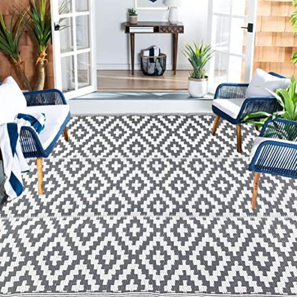 Tappeto Boho Chic da Esterno 180x120 Reversibile Impermeabile