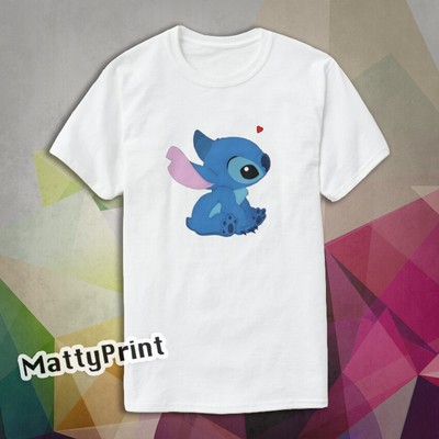 T-Shirt maglia Lilo \u0026 Stitch cuore animali amore mood fans Unisex 100%  COTONE | eBay