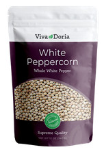 Pimienta blanca entera Viva Doria, grano de pimienta blanca, 12 OZ para recarga de molinillo