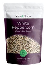Viva Doria Whole White Pepper, White Peppercorn, 12 Oz For Grinder Refill