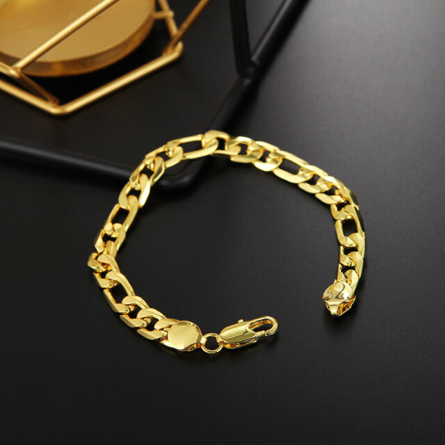 New 18K Gold Filled women men 8MM bracelet charm jewelry wedding 20CM 8inches