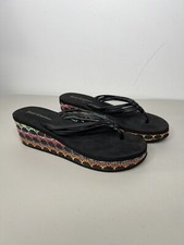 Juicy Couture Multicolor Weave Slip On Platform Wedge Thong Sandals L 9-10