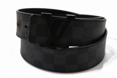 Authentic Louis Vuitton Belt Ceinture Initiales Damier Graphite 85