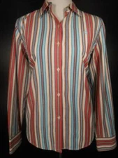 Beautiful Women's Medium Ralph Lauren Multi-Color Striped Long Sleeve Blouse