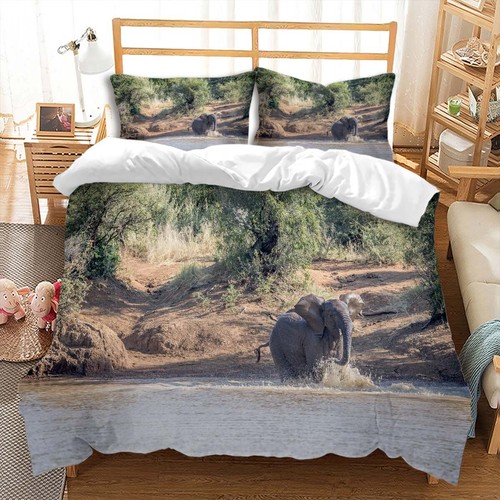 Horse Duvet Cover Set, 3 Piece elephant Bedding Set Microfiber - Picture 38 of 53