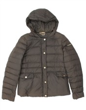 Liu Jo Womens Hooded Padded Jacket It 44 Medium Grey Polyamide Bk05