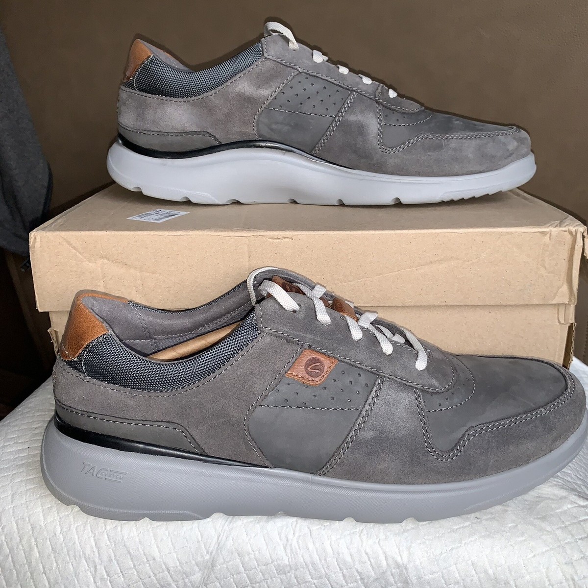 CLARKS GASKILL VIBE MEN'S SHOES COLOR DARK GREY COMBI SIZE 11M NEW