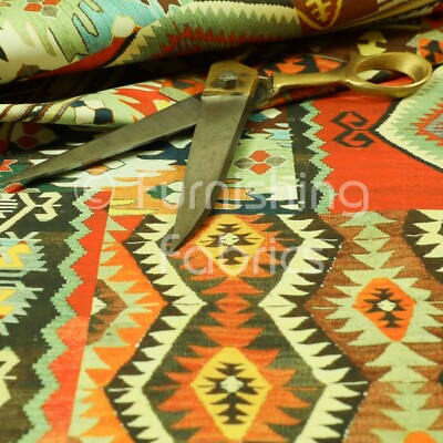 Orange Tribal Patchwork Muster Velours Samt bedruckt Polster Vorhang Stoffe