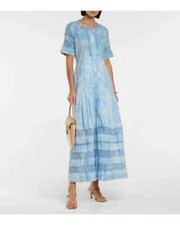 LoveShackFancy Edie Dress L 10 Women Casual Button Down Tie Dye Midi NEW 38178