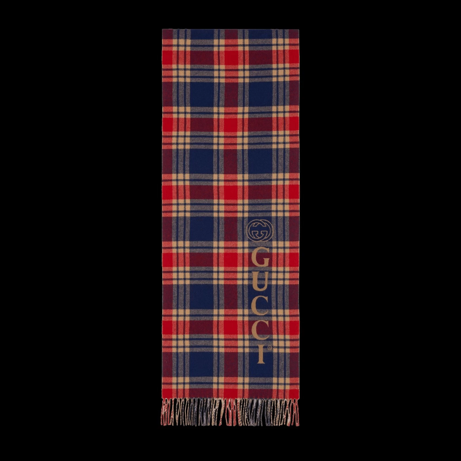 Écharpe à carreaux logo vintage Gucci laine