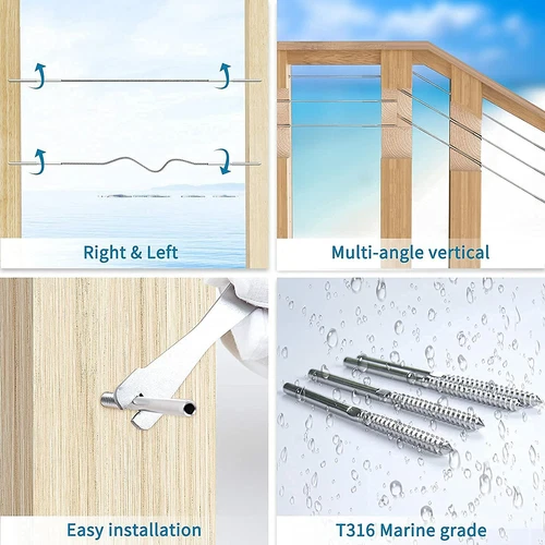 40X Stainless Steel DIY Balustrade Kit Wire Rope Terminal Lag Swage Fittings 316 - Picture 12 of 12