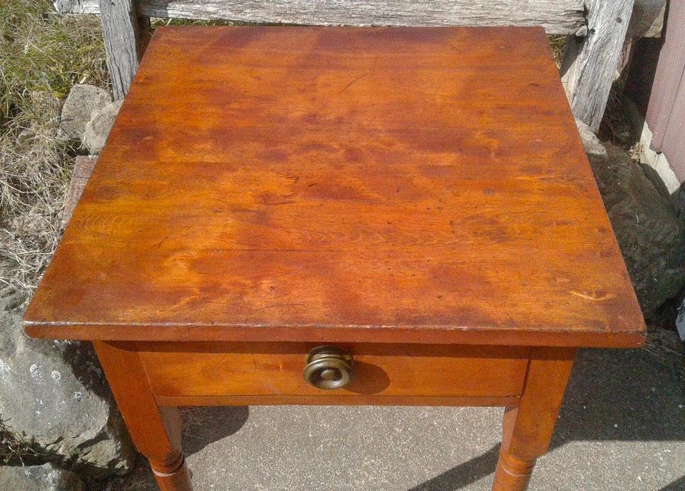 Antique Cherry Wood One Drawer Stand Sheraton Style 1850s Era - Image 3 of 4