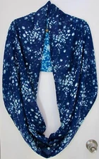 Keds Reversible Infinity Scarf 2 Tone Blue Floral Lightweight 19x72 Viscose Gift