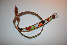Vintage Beaded Leather Belt Handmade African Read Description