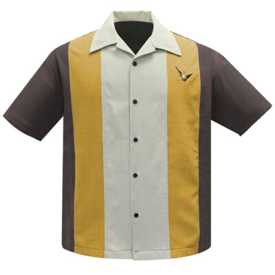 Steady Clothing Vintage Bowling Shirt - Mad Atomic Men Coffee Vintage Retro 20er