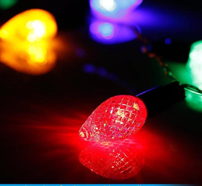 2x Everstar Battery Operated 20 ct LED Diamond Cut C3 Light String TIMER FEATURE