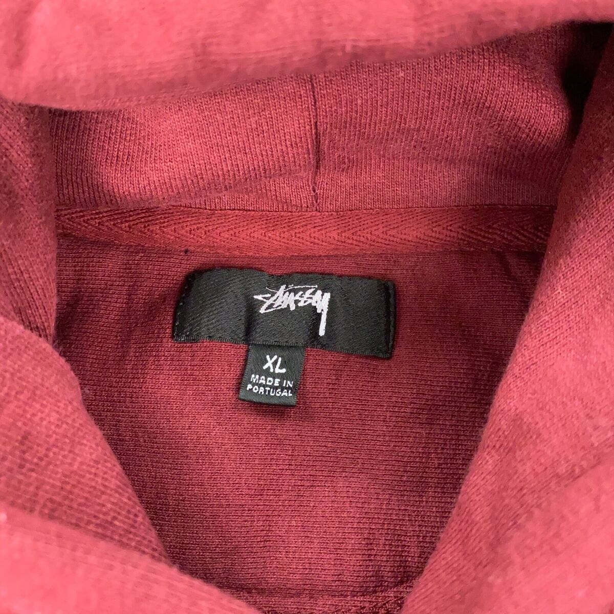 Stussy Contrast Stitch Label Hoodie Mens XL Maroon Workgear Stussy Contrast Stitch Label Hoodie Mens XL Maroon Workgear