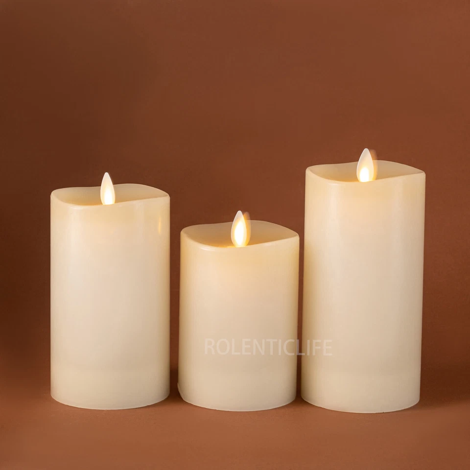 Luminara Flameless Battery Pillar Candles Remote Moving Flame Ivory Wax 3X6.5 - Image 3 of 4