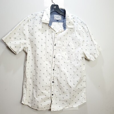 FLAG & ANTHEM Short Sleeve SHIRT Mens Medium White Logo Plaid Outdoors Nature M