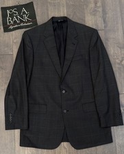 Jos A Bank Mens 42L Wool Black Olive Check Windowpane Blazer Two Button Jacket