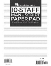 Hal Leonard Manuscript Paper 10-Staff Paper Pad - 64 Tear-Off Sheets, Fits All R