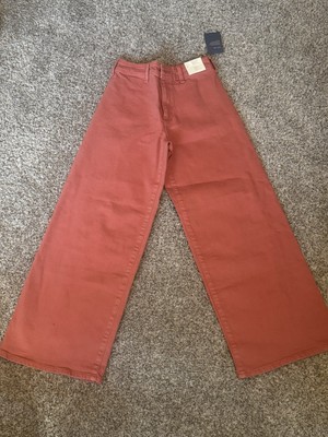 Universal Thread Rust Cotton Twill Wide-Leg High Rise Zip Button Pants