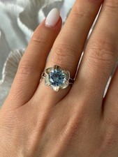 925 Sterling Silver Blue Cz Flower Ring Size 7