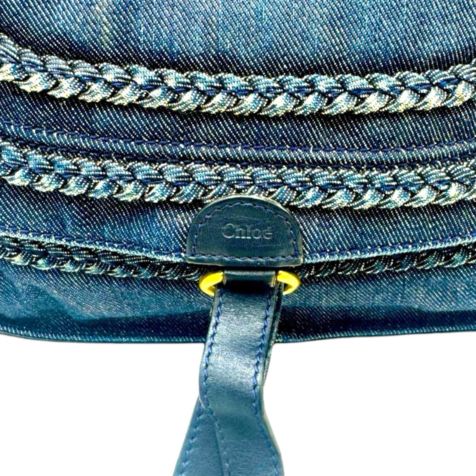 Chloe Dark Blue Denim & Leather Medium Marcie Double Satchel