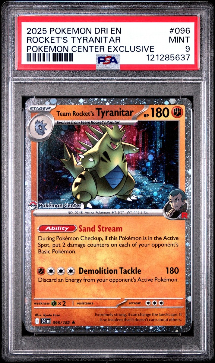Rocket's Tyranitar #096 2025 Pokemon PSA 9 Pokemon Center