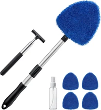 Car Windshield Cleaner Tool, Window Cleaning Kit with 39In Car Mirror Squeegee, 