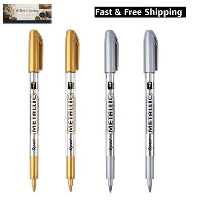 Metallic Markers Pens - Silver and Gold Paint Pens for Black Paper, Glass, Ro...