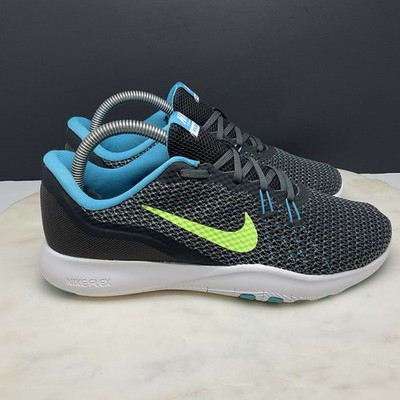 Nike Flex Trainer 7 Shoes Womens Size 7 Gray Volt Blue Sneakers 898479-003