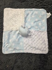 Baby Essentials Teddy Bear Plush Lovey Blue  White Stars Minky Security Blanket