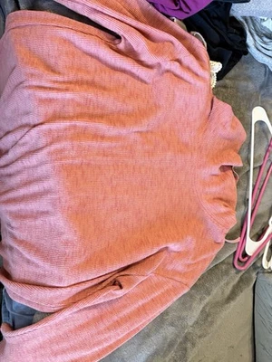 Lane Bryant Pink Waffle Knit Pullover Hoodie Plus Size 18/20 Drawstring - Image 1 of 2