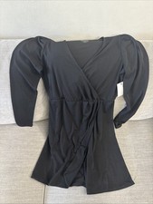 Nine West Black Wrap Dress Women’s Size S V-Neck Short Sleeve NEW w/ Tags
