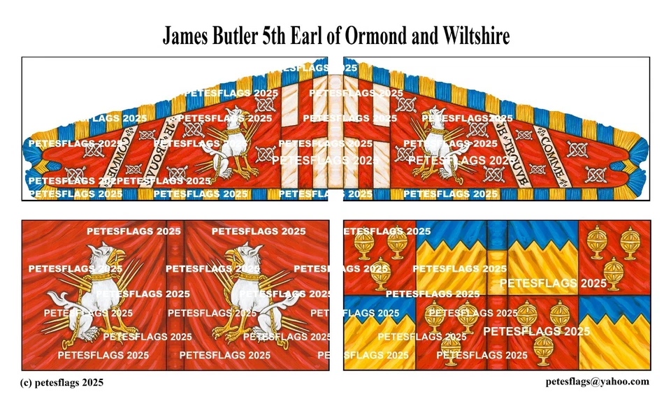 PETESFLAGS 28mm Medieval Wars of the Roses Butler Earl of Ormond and Wiltshire Lancastrian