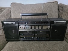 Vintage Sanyo M-W225 AM/FM Stereo Double Cassette Boombox Tested Working...